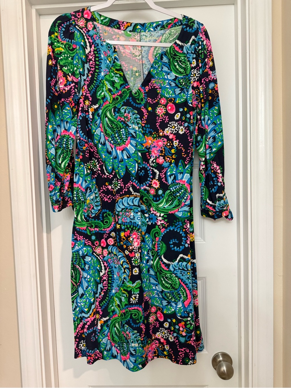 Lilly Pulitzer  “Take Me to Sea” 3/4 sleeve V-Neck Women’s Dress SIZE S